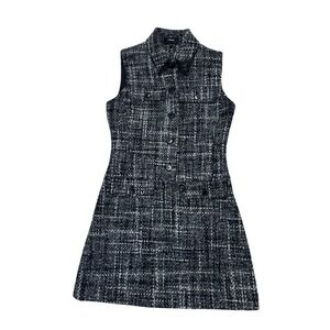 Theory‎ Sleeveless Tweed Mini Dress Black White Size 00